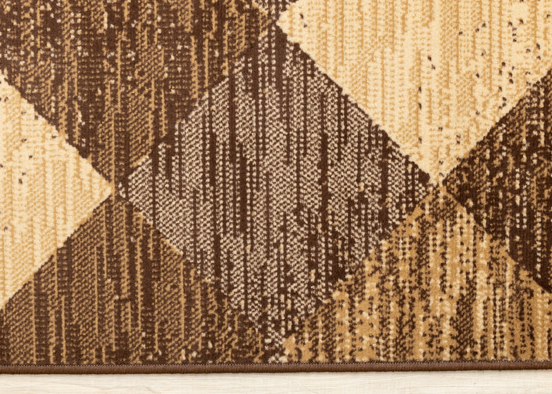 Tapis Florence a motif de losanges vieillis brun beige, 7'9\" x 10'6\"