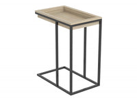  Table de bout en forme de C avec rainure encastrée - hêtre brun avec métal noir
