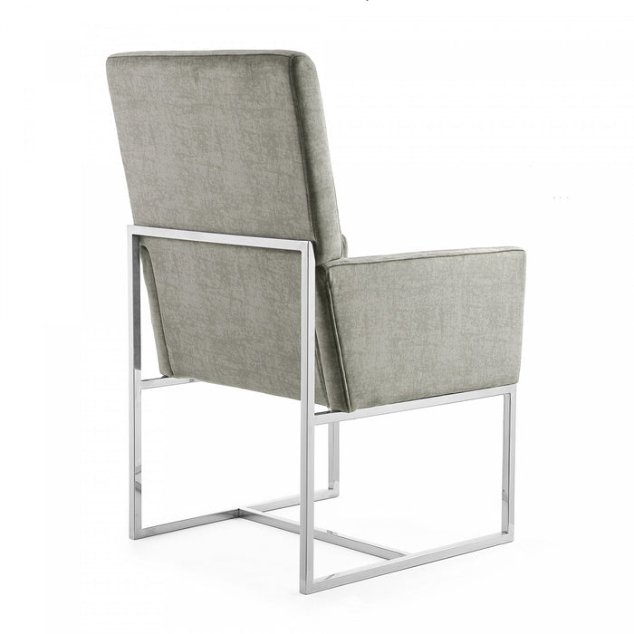 Chaise de salle a manger moderne Element en velours et metal acier - Lot de 2