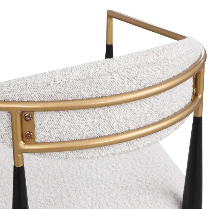 Ensemble De 2 Tabourets Hauteur Comptoir Tammy En Tissu Bouclé Avec Accents Dorés - Blanc
