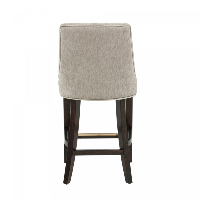Tabouret de comptoir moderne en bois avec chenille Beever, taupe - Lot de 3