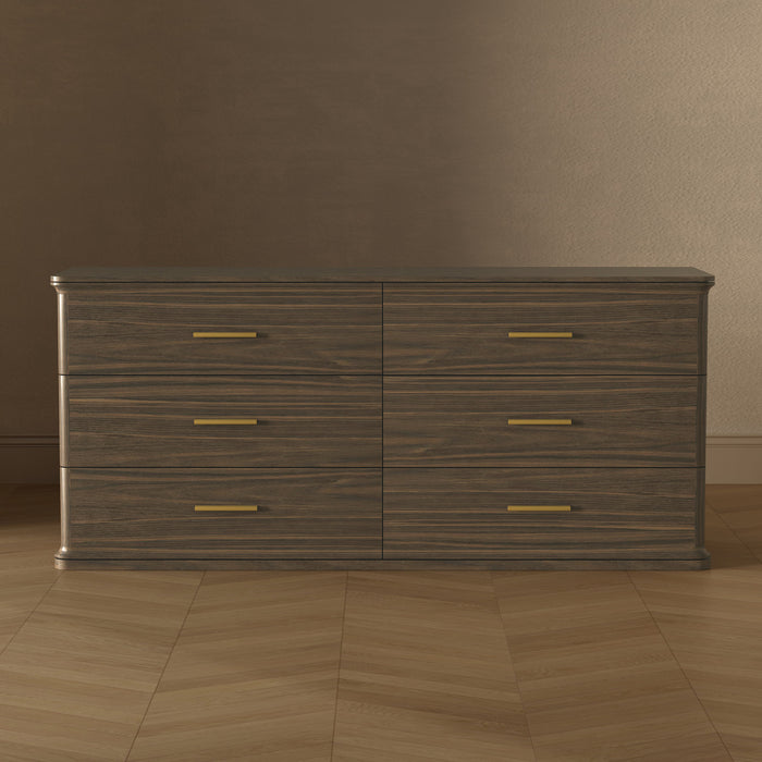 Commode traditionnelle Clifford en noyer (6 tiroirs)