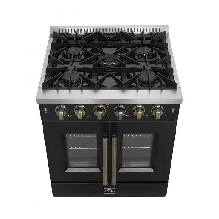 Cuisiniere a gaz noire Galiano 30 pouces, 4,32 pi³ – FFSGS6444-30BLK