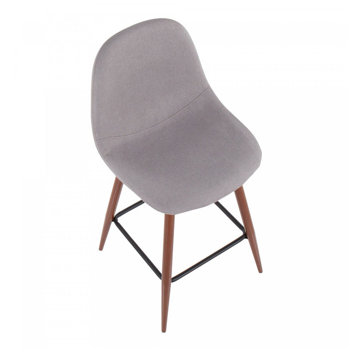 Tabouret moderne du milieu du 20e siècle Pebble de hauteur comptoir en tissu gris clair - ensemble de 2