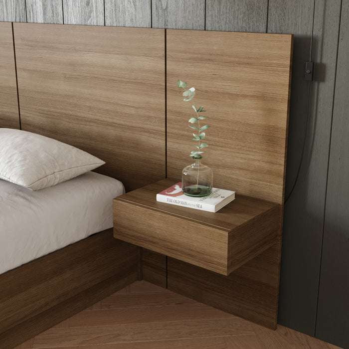 Ensemble 2 panneaux d’extension pour table de nuit flottante Milano Nordika - chêne brun