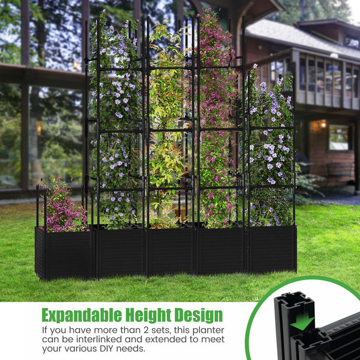 Costway 2 Pcs Lit De Jardin Eleve Avec Trellis Et Roues Boite A Planteur Auto-arrosant Avec 3 Hauteurs