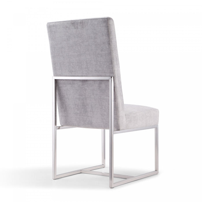 Chaise de salle a manger moderne en velours et metal Element gris - Lot de 2
