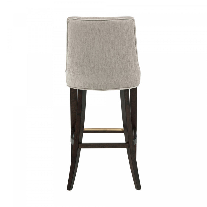 Tabouret de bar moderne Beever en bois et tissu chenille taupe - Lot de 2