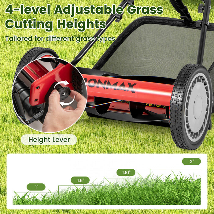 Ironmax 16 \"pousser Tondeuse A Gazon Avec 5-lame 6,9 Gallons Amovible Grass Catcher Pour Jardin Rouge