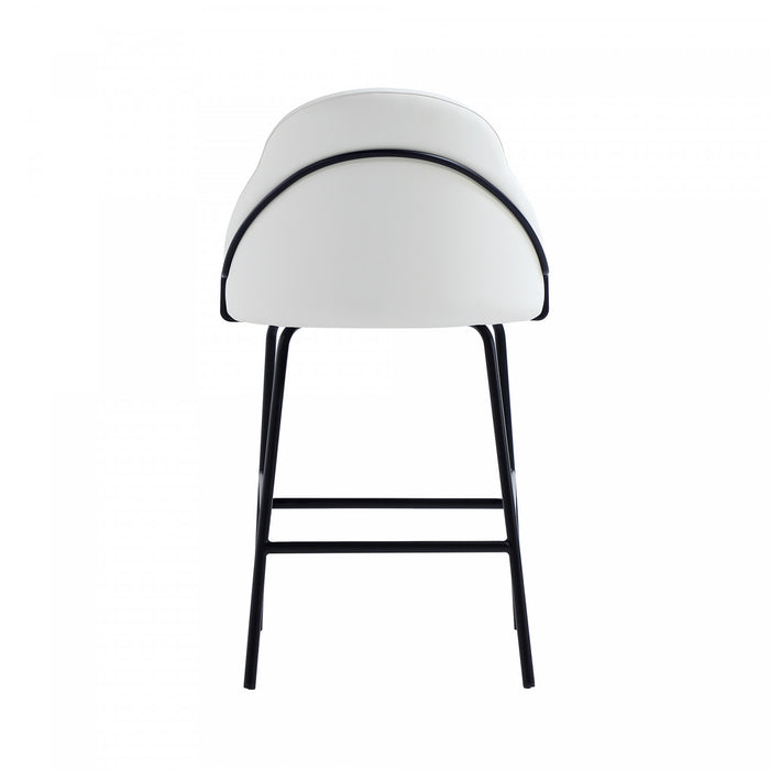 Tabouret de comptoir moderne en metal et tissu Gracie, blanc et noir - Lot de 2