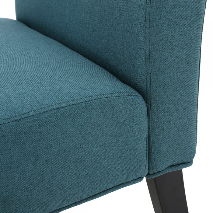 Fauteuil D’appoint Oliver En Tissu aspect lin Avec Pieds En Bois Caoutchouc - Bleu Sarcelle