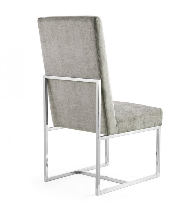 Chaise de salle a manger moderne Element en velours et metal acier - Lot de 2