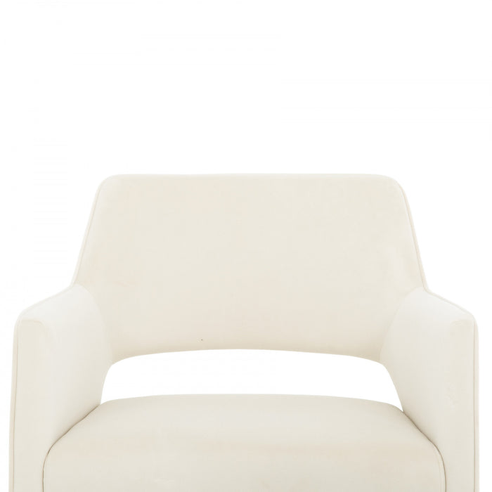 Chaise d'appoint de salle a manger Kendrick rembourree en velours ivoire (ens. de 2)