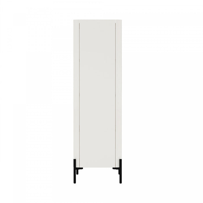 Armoire bibliotheque moderne Abbey 32\" en verre trempe, erable et blanc casse (4 etageres)