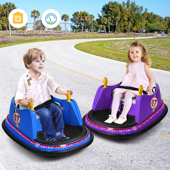 Costway 12v Vehicule 360¡a Spin Race Toy Kids Ride Sur La Voiture Pare-chocs Avec Telecommande Bleue