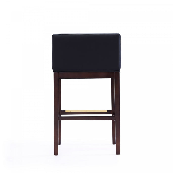 Tabouret de bar Kingsley style milieu du siecle en bois et tissu noir - Lot de 3