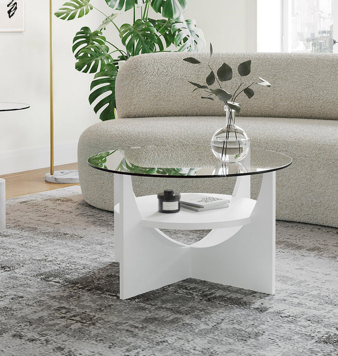 Table à café contemporaine en forme de U - blanche