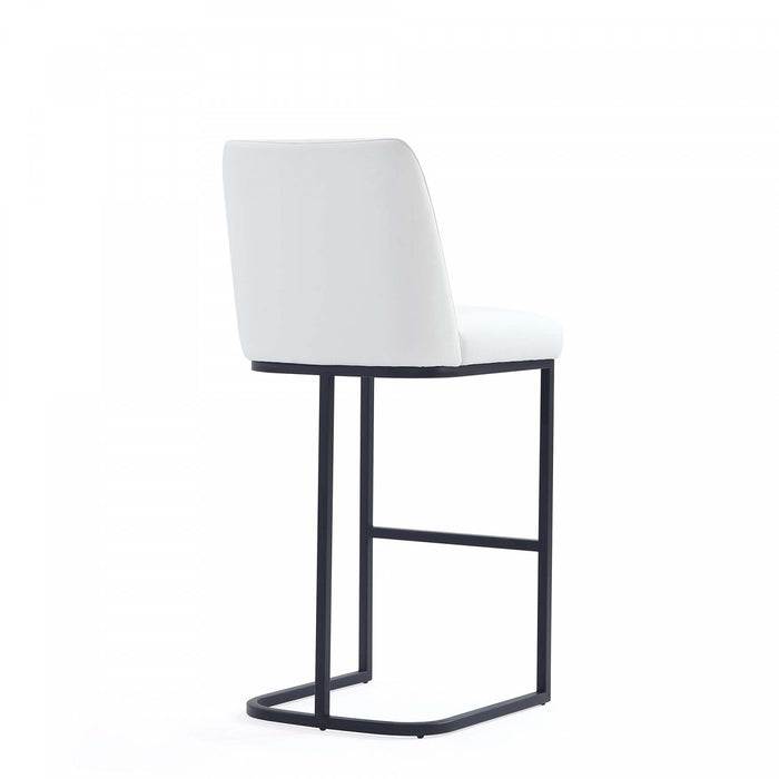 Tabouret de bar moderne en metal et tissu Serena, blanc - Lot de 3