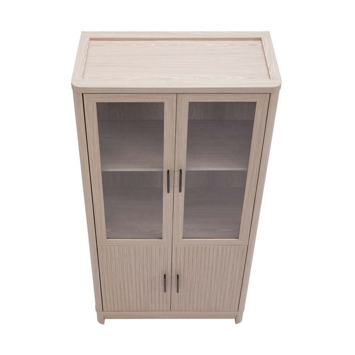 Bibliotheque armoire Jodie style mi-siecle moderne 79 cm en chene blanchi (6 etageres)