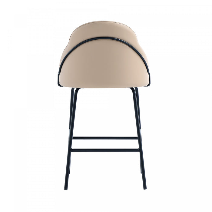 Tabouret de comptoir moderne en metal et tissu Gracie, couleur beige et noir - Lot de 2