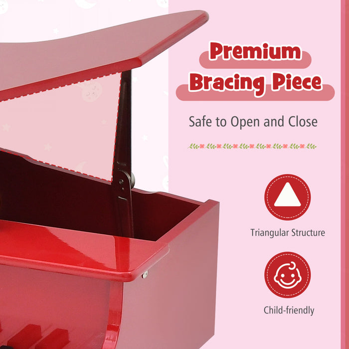 Costway Piano a Queue Classique Bebe 30 Touches, Jouet en Bois pour Bout de Chou avec Banc et Porte-Partition - Rouge