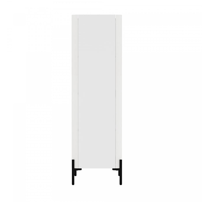 Armoire bibliotheque moderne Abbey 32\" en verre trempe blanc (4 etageres) - Lot de 2