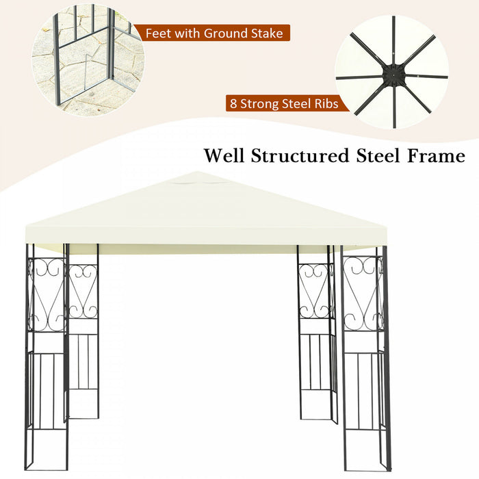 Costway 10’x10’ Patio Gazebo Canopy Tente A Cadre En Acier Abri Auvent De Partie De Patio