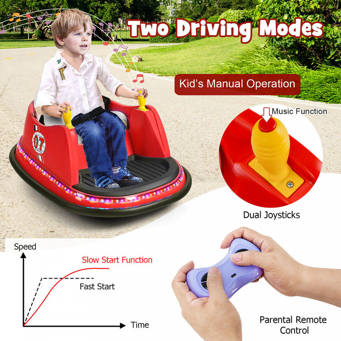 Costway 12v Vehicule 360¡a Spin Race Toy Kids Ride Sur La Voiture Pare-chocs W / Telecommande Rouge