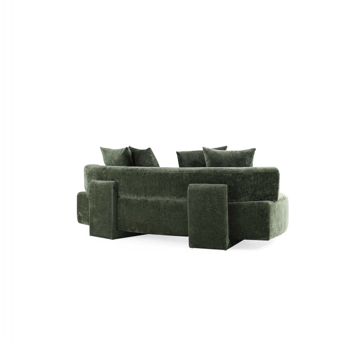 Canape en chenille vert olive Verandah Mid-Century Modern 231 cm