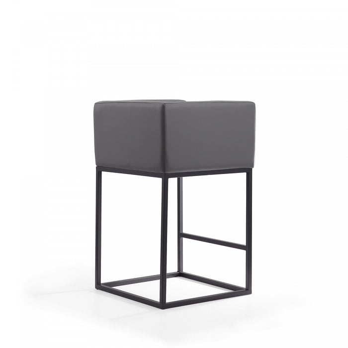 Tabouret de comptoir Embassy style milieu du siecle en metal et tissu gris - Lot de 3