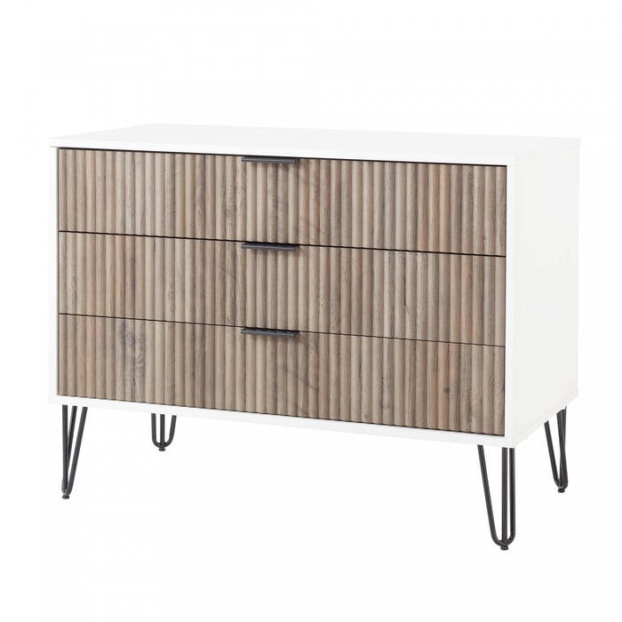 Ensemble moderne de commode 2 pieces Dumbo en gris rustique et blanc