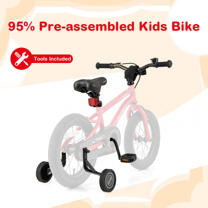 Velo Costway 14 Pouces Pour Enfants De 3 A 5 Ans Avec Selle Reglable Et Guidon Antiderapant Rouge