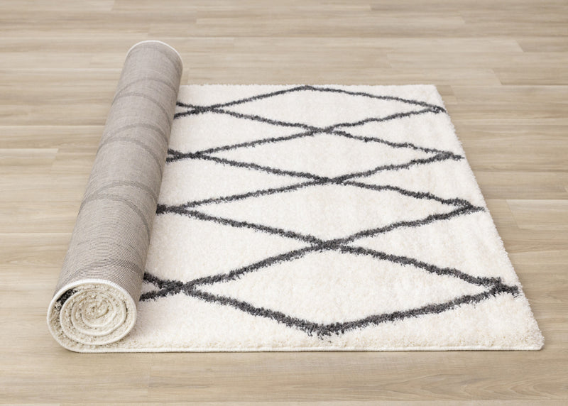 Tapis Fairmont treillis blanc gris, 5'3\" x 7'7\"