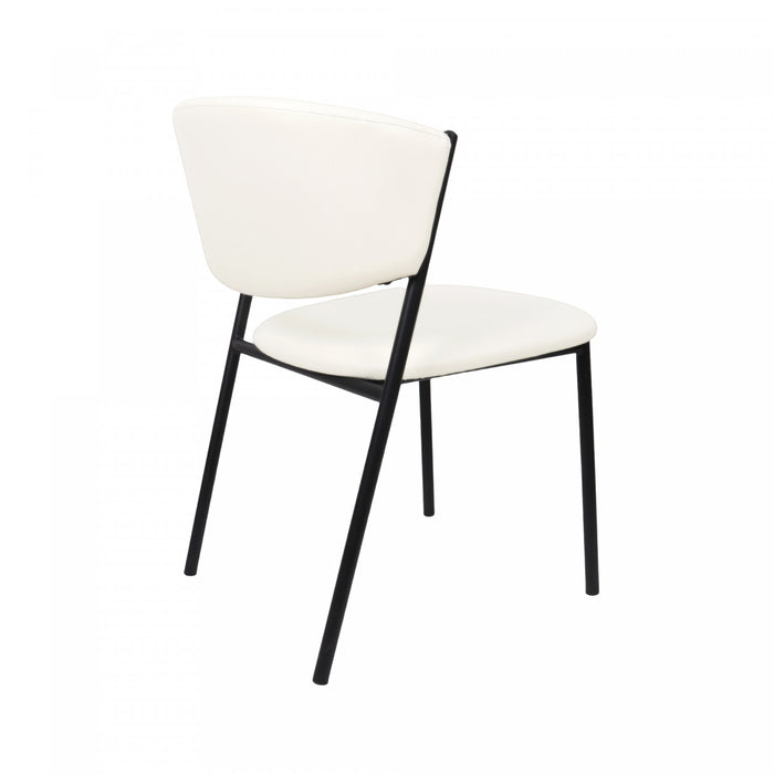 Chaise laterale contemporaine moderne en cuir vegetalien et metal Drift, ivoire - Lot de 4