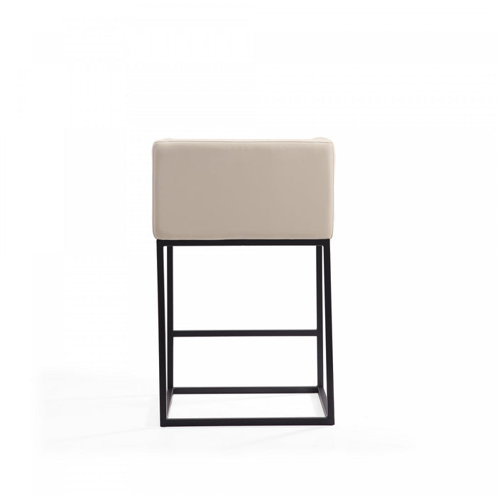 Tabouret de comptoir Embassy style milieu du siecle en metal et tissu creme - Lot de 3