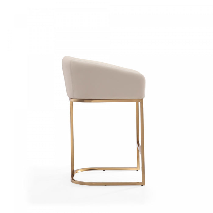 Tabouret de comptoir rembourre en metal style mid-century Louvre, creme - Lot de 3