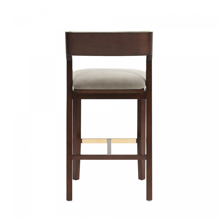 Tabouret de bar moderne en bois Patricia avec revetement en lin - Lot de 2