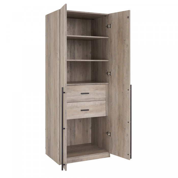Armoire-penderie moderne Lee 2 pieces en gris rustique