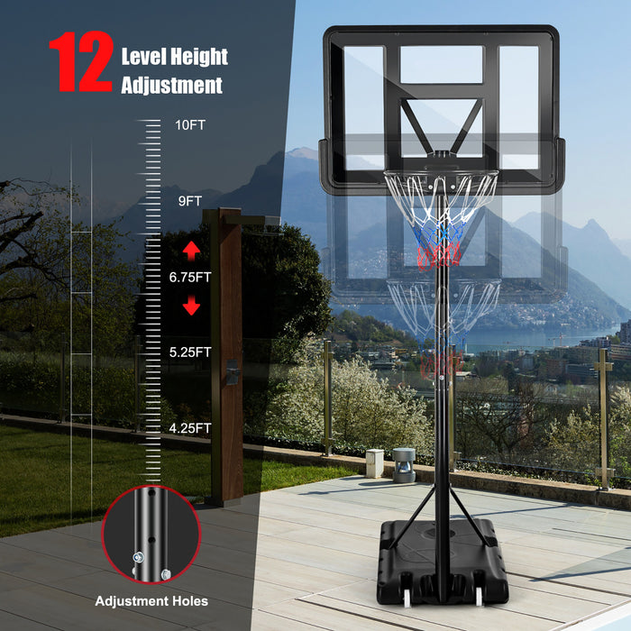 Support De Panier De Basket-ball Portable De Marque Costway Hauteur Reglable Avec Roues Arriere Incassables