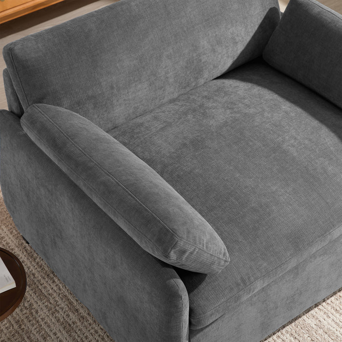 Fauteuil d’appoint surdimensionne Olivia avec coussins, gris