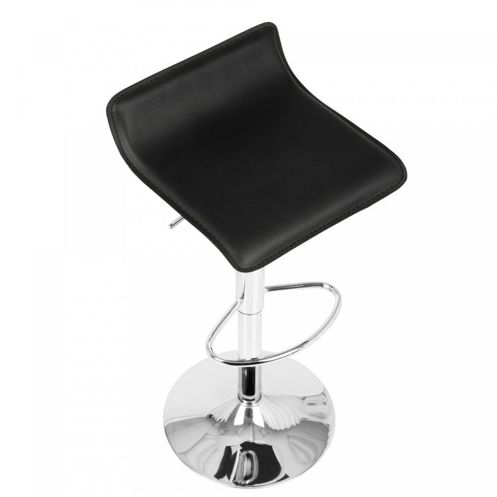 Tabouret pivotant contemporain Ale à hauteur réglable en tissu noir - ensemble de 2