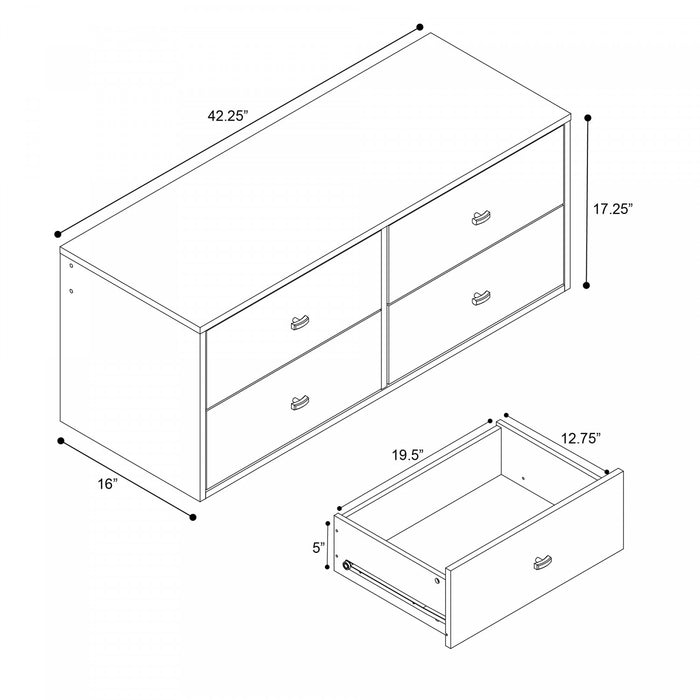 Commode flottante à 4 tiroirs - blanche