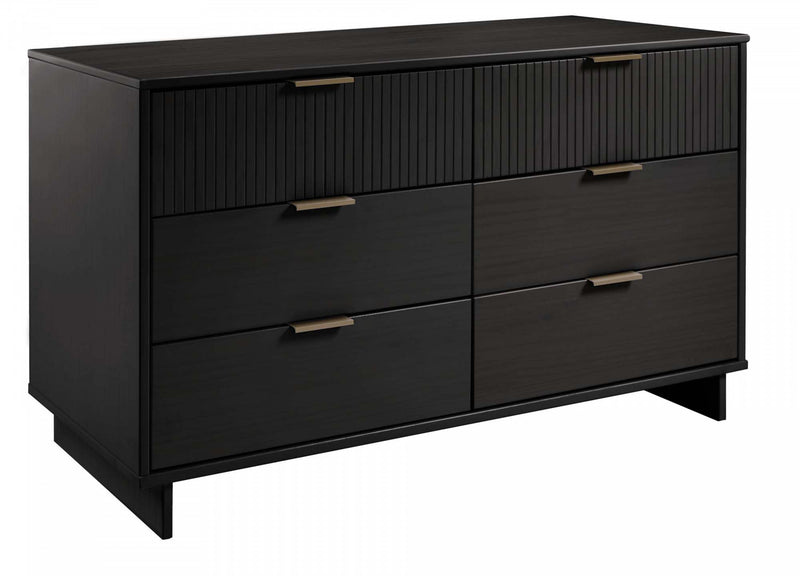 Commode Granville Moderne 55\" en noir (6 tiroirs)