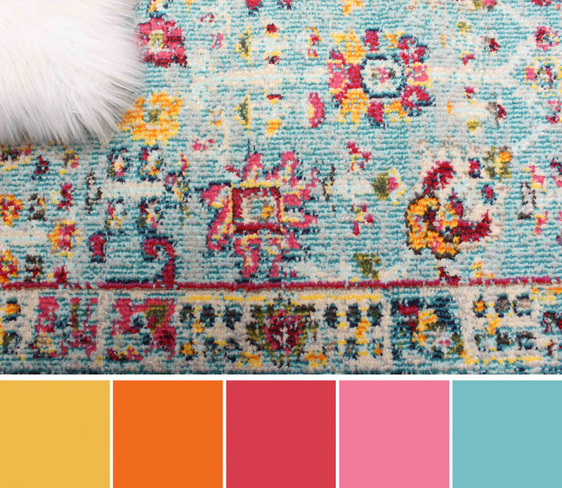 Tapis de Couloir Traditionnel Jasmine 2'8\" x 8'2\" en Bleu