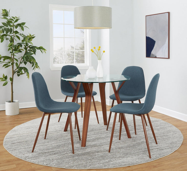 Table ronde moderne du milieu du 20e siècle Folia en verre pour le coin-repas ou la salle à manger - noyer