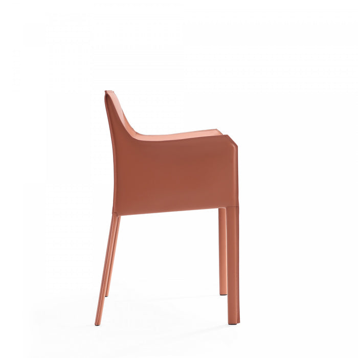 Chaise laterale moderne en cuir vegetalien Paris couleur argile - Lot de 2