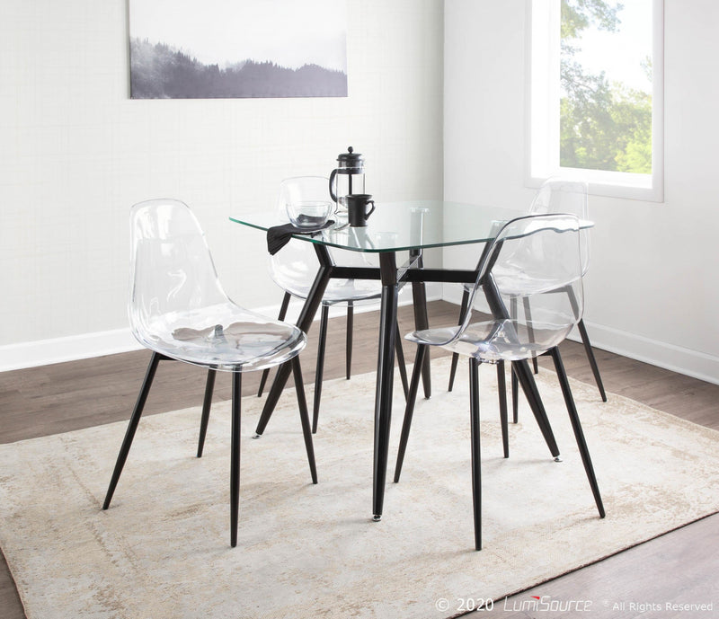 Chaise d’appoint de salle à manger moderne du milieu du 20e siècle Clara transparente et noire - ensemble de 2