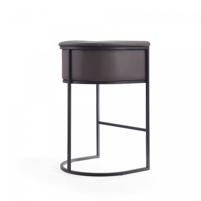 Tabouret de bar rembourre en metal style cosmopolite mi-siecle moderne en graphite - Lot de 3