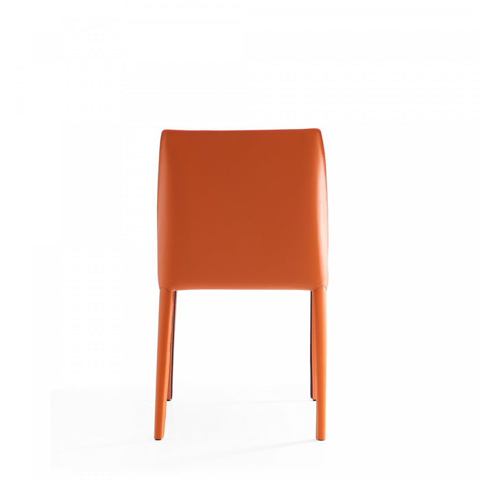 Chaise de salle a manger moderne en cuir vegetalien Paris, corail - Lot de 4