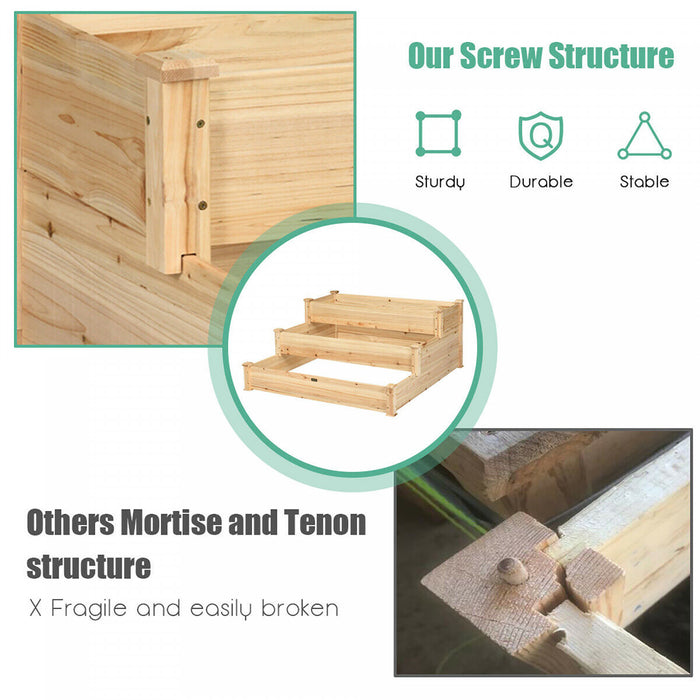 Costway – Potager Sureleve En Bois A 3 Etages Pour Jardinage Exterieur